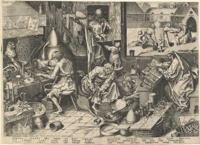 Der Alchemist von Philip Galle after Pieter Bruegel the Elder