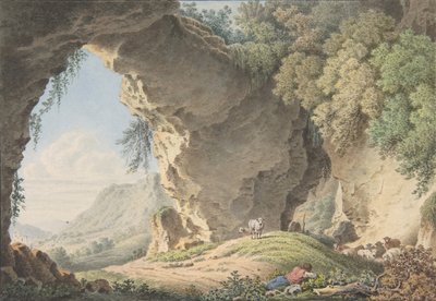 Felsige Landschaft mit schlafendem Hirten von Philip Heinrich Dunker