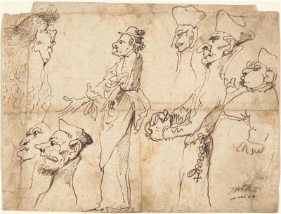 Karikaturen von Klerikern und Priestern von Pier Francesco Mola