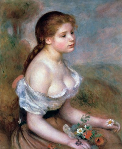 Mädchen mit Blumen, ca. 1900 von Pierre Auguste Renoir