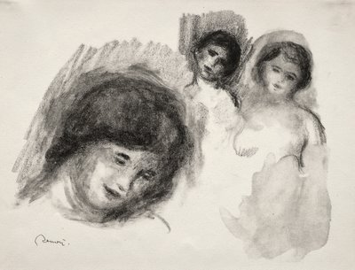 Stein mit drei Skizzen von Pierre Auguste Renoir