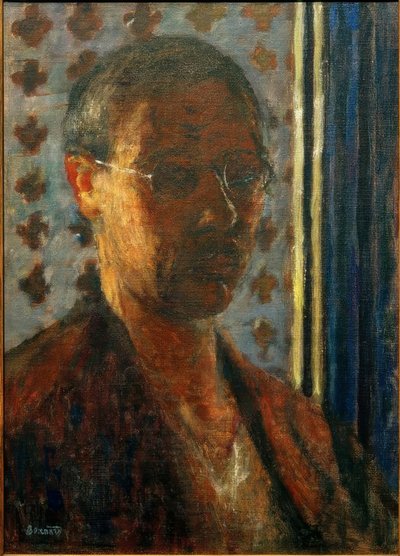 Selbstporträt im Gegenlicht, Papier mit Blumenmuster von Pierre Bonnard