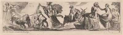 Satyr, der ein Ziegenpaar antreibt von Pierre Brebiette