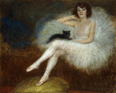 Ballerina mit einer schwarzen Katze von Pierre Carrier Belleuse