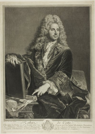 Porträt von Robert de Cotte von Pierre Drevet