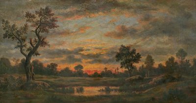 Landschaft bei Sonnenuntergang von Pierre Etienne Theodore Rousseau
