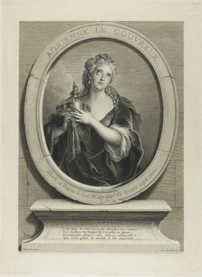 Porträt von Adrienne Le Couvreur von Pierre Imbert Drevet