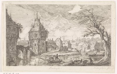 Dorfansicht mit Fischern von Pierre Joseph Jacques Tiberghien