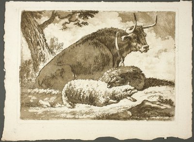 Ein Stier und zwei Schafe von Pierre Lelu