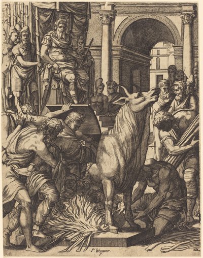 Der eherne Stier von Phalaris von Pierre Woeiriot