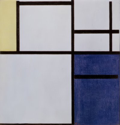 Weiß, Grau, Gelb, Blau von Piet Mondrian