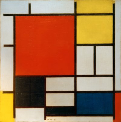 Komposition mit großer roter Fläche von Piet Mondrian