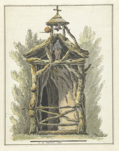 Einsiedlerhütte mit Heiligenstatue von Pieter Bartholomeusz. Barbiers