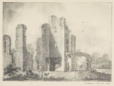 Landschaft mit Ruine und Figuren von Pieter Bartholomeusz. Barbiers