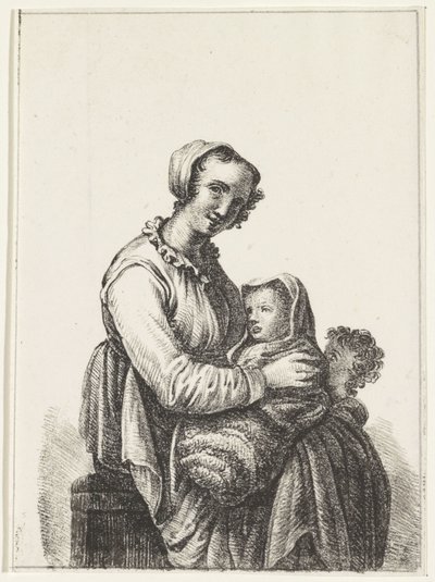 Mutter mit Baby und Kleinkind von Pieter Bartholomeusz. Barbiers