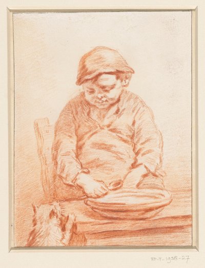 Junge, der Brei isst, mit Katze von Pieter Christoffel Wonder