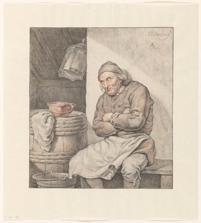 Sitzender, schlafender Mann von Pieter Christoffel Wonder