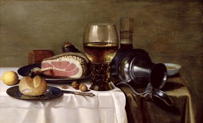 Stillleben mit Schinken von Pieter Claesz