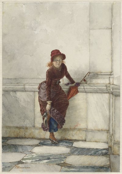 Stehende junge Frau, an eine Wand gelehnt von Pieter Haaxman