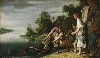 Der Engel und Tobias mit dem Fisch von Pieter Lastman