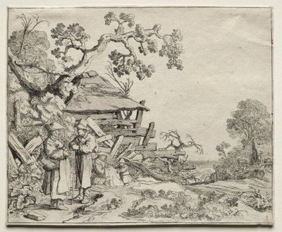 Landschaft mit zwei Bauern im Gespräch, 1626 von Pieter Molyn