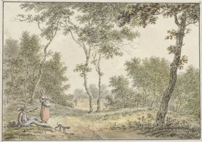 Waldlandschaft mit einigen Figuren von Pieter de Goeje