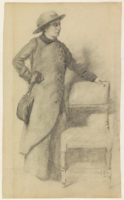 Stehende Dame mit Hut und Mantel von Pieter de Josselin