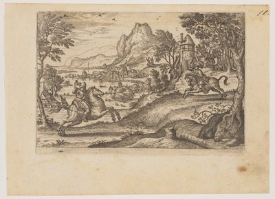 Zwei Reiter und Hirte von Pieter van der Borcht