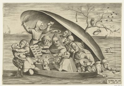 Musiker in einer Muschelschale von Pieter van der Heyden