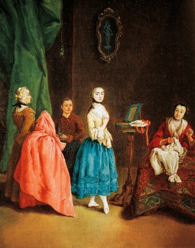 Dame bei der Schneiderin, von Pietro Longhi (1701-1785) von Pietro Longhi