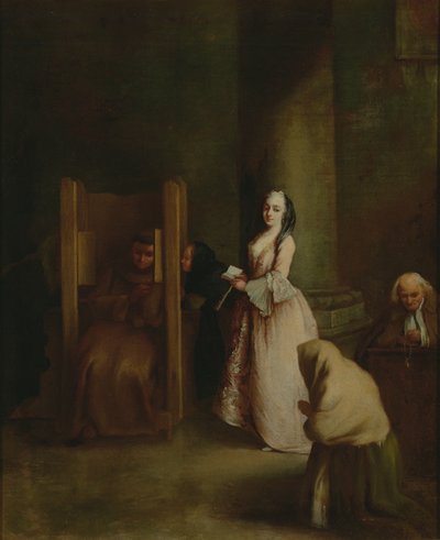 Das Geständnis, 1750er von Pietro Longhi