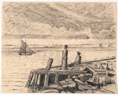 Die Mühle bei Dyrnæs. Graues Wetter von Poul S. Christiansen
