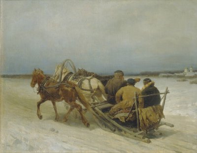 Troika im Winter, 1880er von Pyotr Petrovich Sokolov