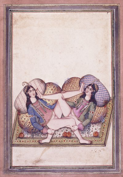 Eine erotische Szene, Mitte 19. Jahrhundert von Qajar School