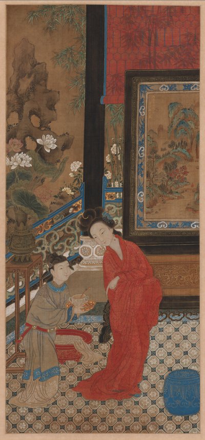 Yang Guifei verlässt das Bad von Qing Dynasty Chinese School