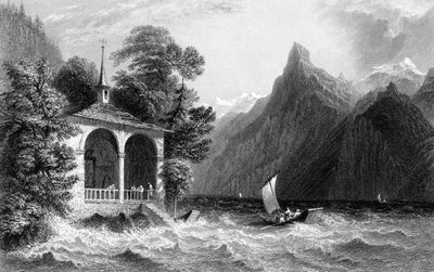 Tellskapelle, Vierwaldstättersee, Schweiz, 1836 von R. Wallis