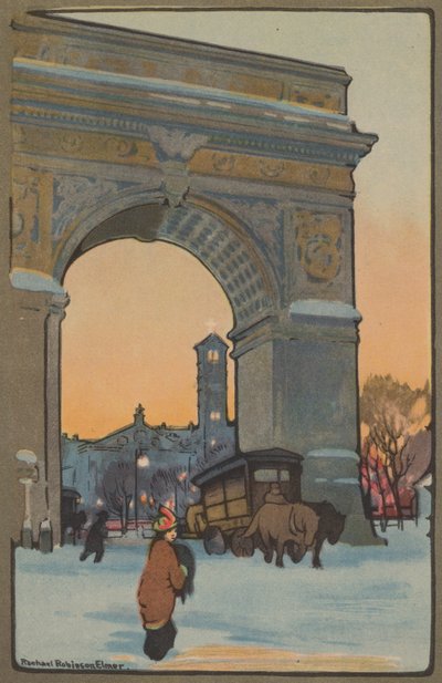 Washington Arch bei winterlicher Dämmerung, 1914 von Rachael Robinson Elmer