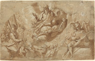 Gottvater und Engel auf Wolken von Raffaello Motta