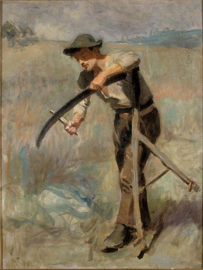 Die Sense schärfen, 1897 von Ralph Hedley