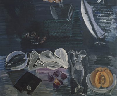 Stillleben mit Meer im Hintergrund von Raoul Dufy