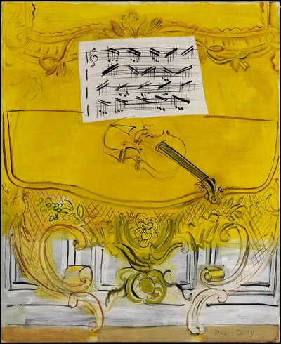 Die gelbe Konsole mit einer Geige von Raoul Dufy