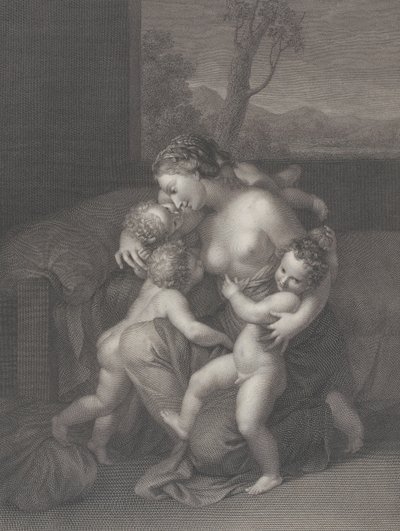 Wohltätigkeit mit drei kleinen Kindern, 1795 von Raphael Morghen