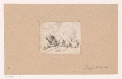 Liegendes Schaf mit zwei Lämmern von Raphael Winter