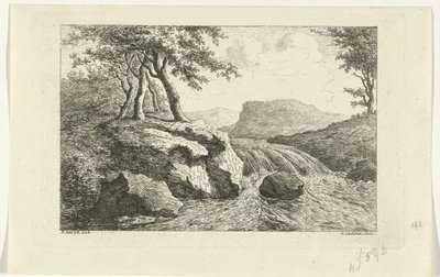 Landschaft mit Wasserfall von Reinierus Albertus Ludovicus baron van Isendoorn à Blois