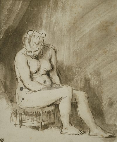 Sitzender weiblicher Akt von Rembrandt van Rijn