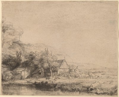 Landschaft mit einer Kuh von Rembrandt van Rijn