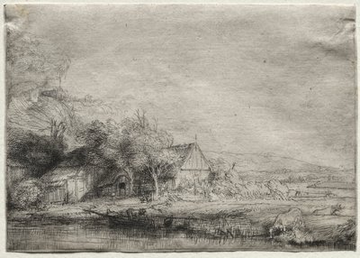 Landschaft mit einer Kuh von Rembrandt van Rijn