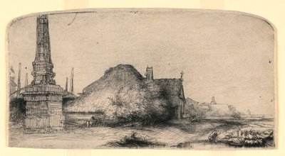 Landschaft mit einem Obelisken von Rembrandt van Rijn