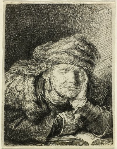 Schlafende alte Frau von Rembrandt van Rijn