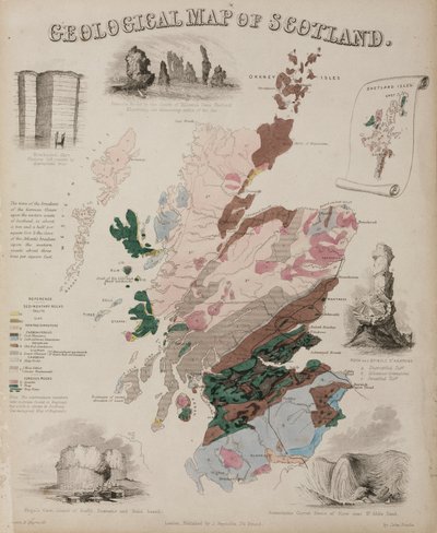 Geologische Karte von Schottland, ca. 1850er von John Pardon